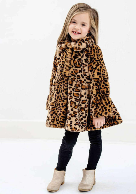 Kid's Leopard Faux Fur CeCe Swing Coat