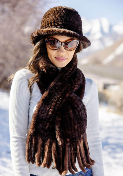 Whiskey Knitted Faux Fur Bucket Hat