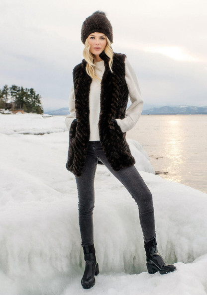 Whiskey Faux Fur Knitted Gemma Vest