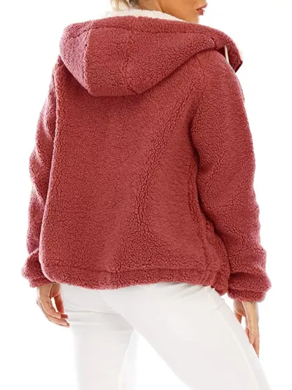 Women's New Hooded Sherpa Casual Winter Warm Jacket