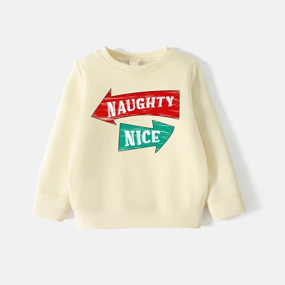 Water Repellent and Stain Resistant Sibling Matching Letter Print Long-sleeve Sweatshirts