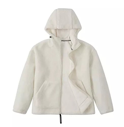 Women's Warm Fleece Sherpa Jackets Hooded Faux Shearling Coats Oversized Winter Teddy Coat Zipper Outwear