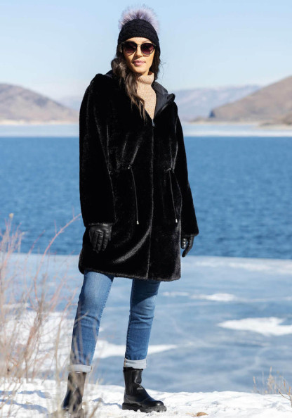 Black Faux Fur Ready or Not Reversible Storm Coat