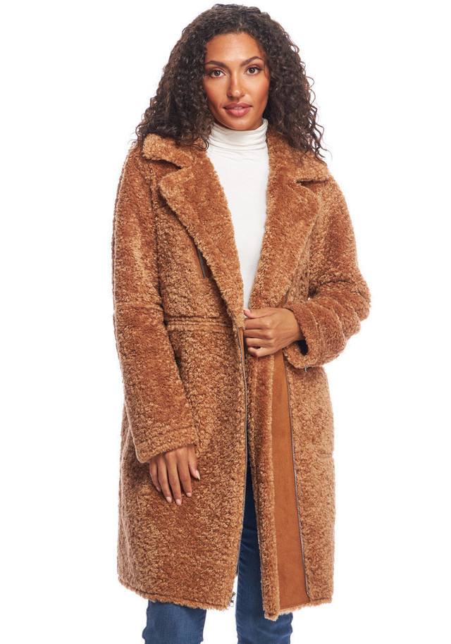 Toffee Faux Fur Tastemaker Zip Coat