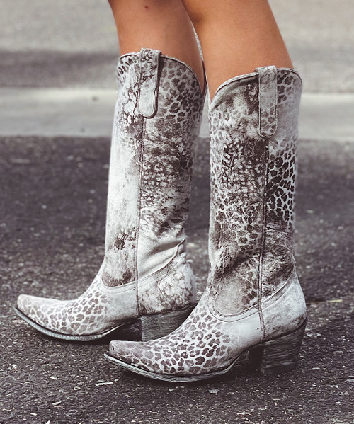 Women's Gray Leopard Boots