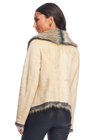 Taupe Faux Suede & Faux Fur Denali Cascade Jacket