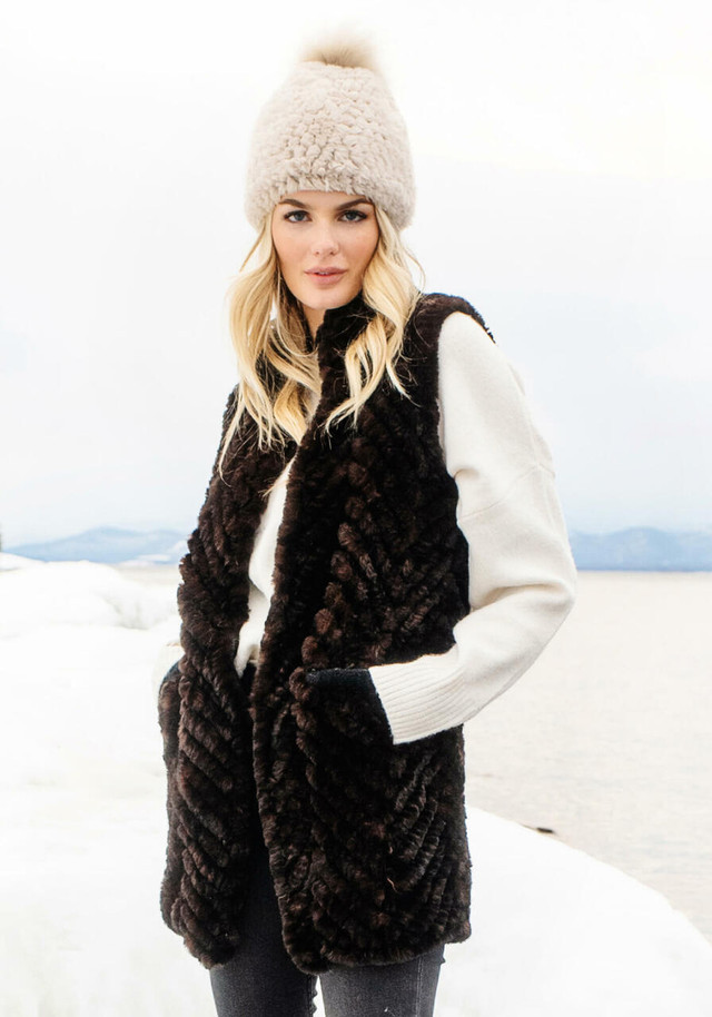 Whiskey Faux Fur Knitted Gemma Vest