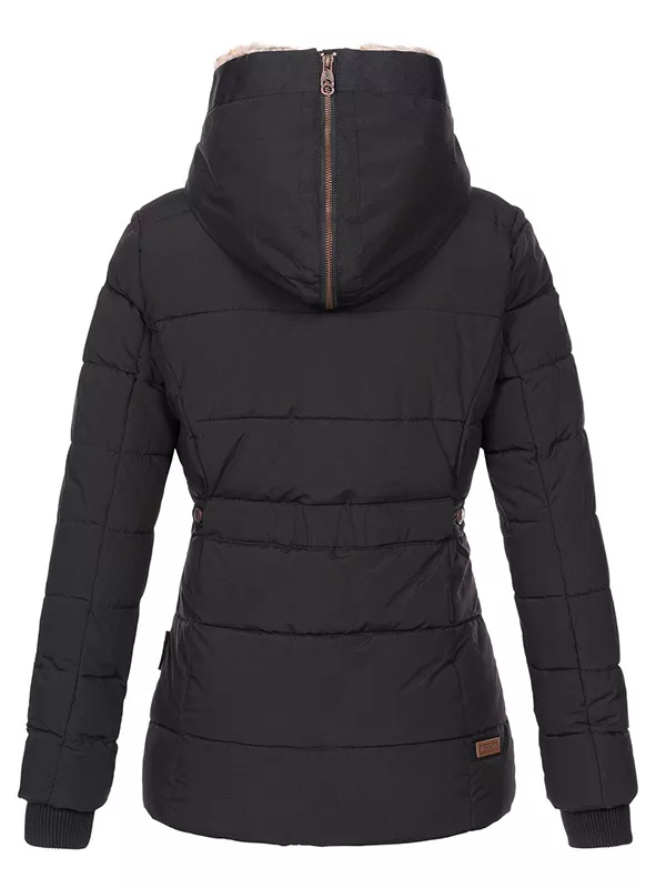 Women's hooded warm winter jacket, faux fur lining jacket