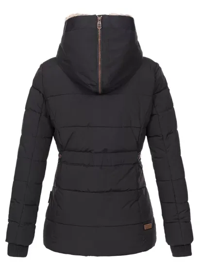 Women's hooded warm winter jacket, faux fur lining jacket