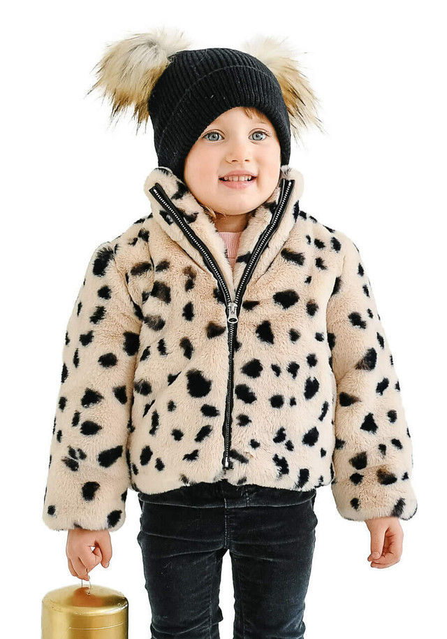 Kid's Wild Cheetah Faux Fur Every-Day Zip Jacket