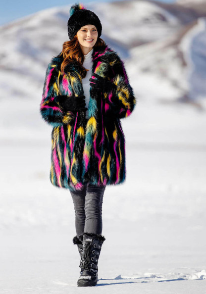 Neon Faux Fur Long Weekend Fox Coat
