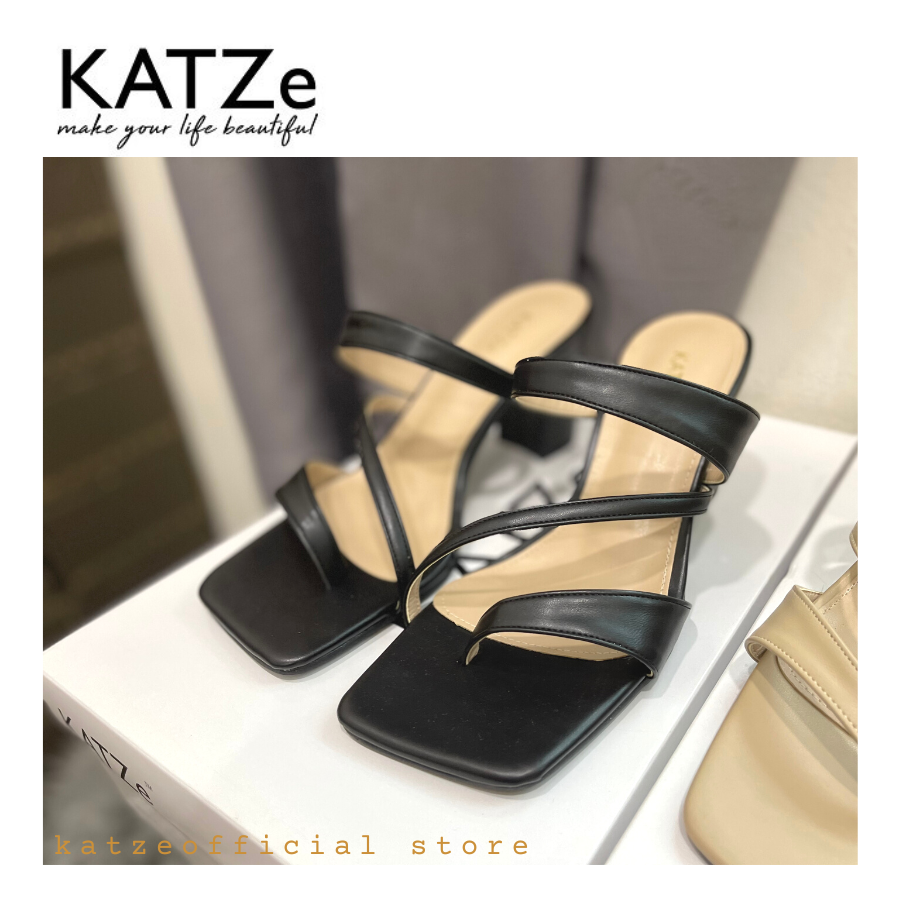 2406 KATZe Square Head Fashion Sandal | Handmade | Black | Nude