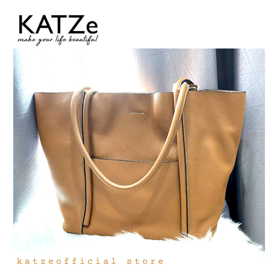 3022 KATZe Full Grain Leather Big Tote Travel Bag