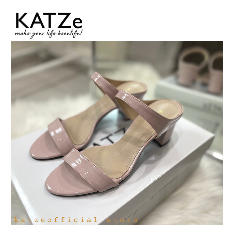 2402 KATZe Double Straps Block Heels | Handmade | Black | Pink