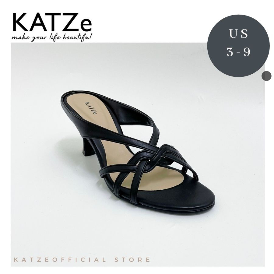 231 Black/White Flower Straps Design Slim Heels