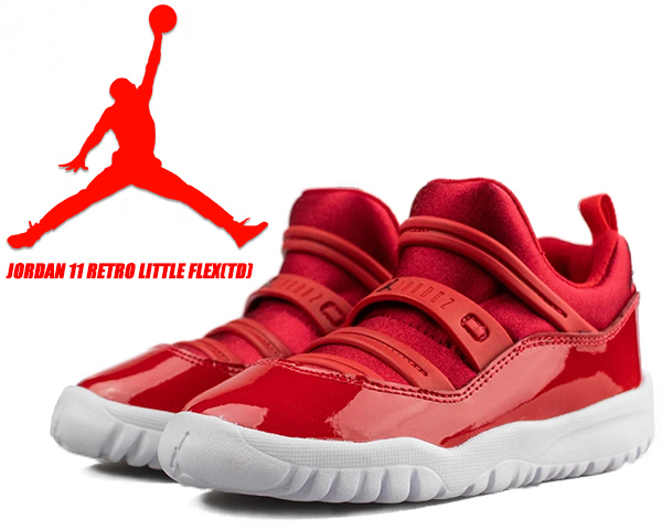 NIKE JORDAN 11 RETRO LITTLE FLEX(TD) gym red/black-white ナイキ ジョーダン 11 リトル フレックス TD キッズ トドラー スリッポン AJ XI レッド レトロ bq7102-623