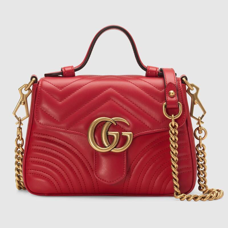 GUCCI GGマーモント ミニ トップハンドルバッグ