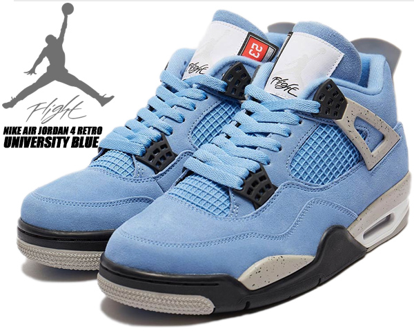 NIKE AIR JORDAN 4 RETRO UNIVERSITY BLUE university blue/black ナイキ エアジョーダン 4 レトロ スニーカー AJIV ユニバーシティ ブルー テック グレー スウェード ct8527-400