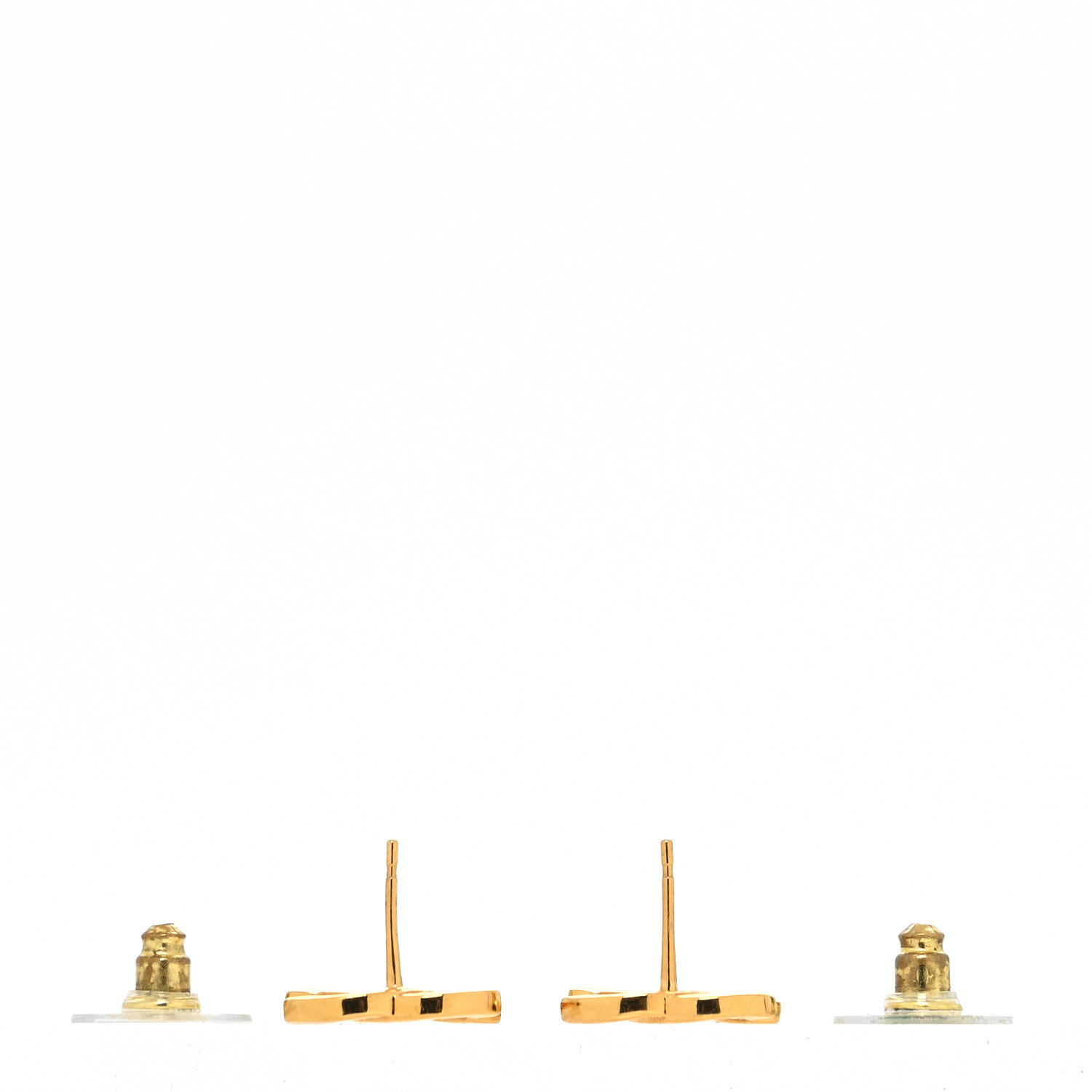 Chanel Metal CC Paris Button Stud Earrings Gold image 3 of 4