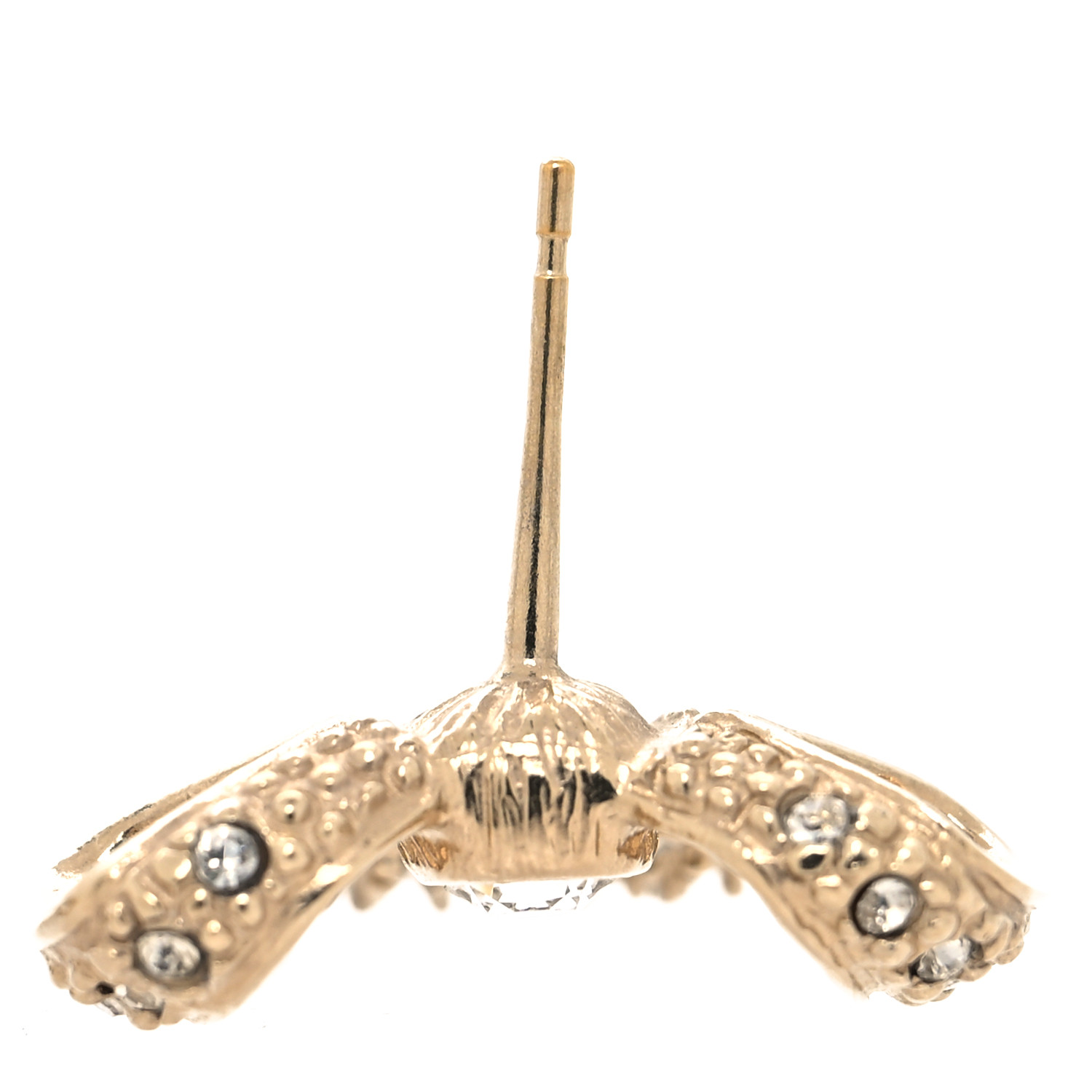 Chanel Crystal CC Bow Drop Earrings Gold image 5 of 5