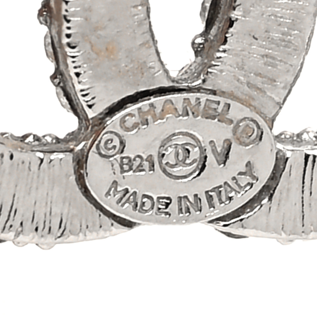 Chanel Crystal CC Treasure Chest Earrings Silver image 4 of 4