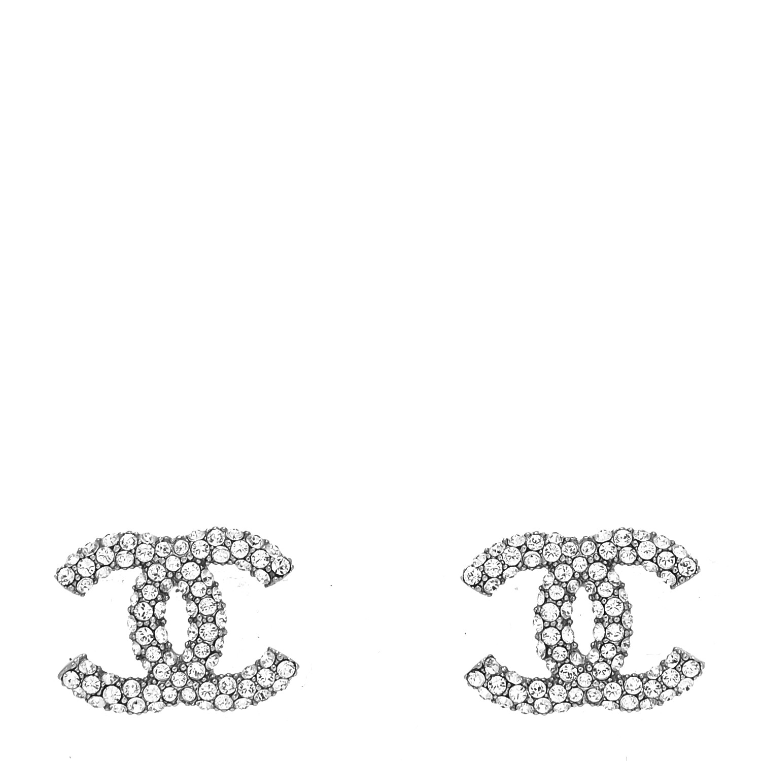 Chanel Crystal CC Treasure Chest Earrings Silver image 1 of 4