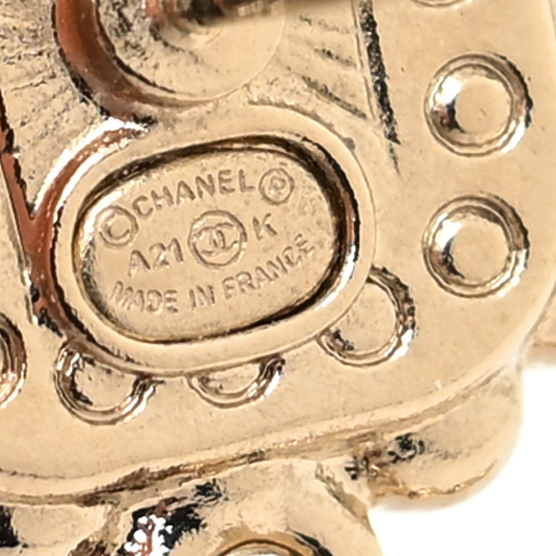 Chanel Metal Square Crystal Pearl CC Drop Earrings Pink Gold image 4 of 4