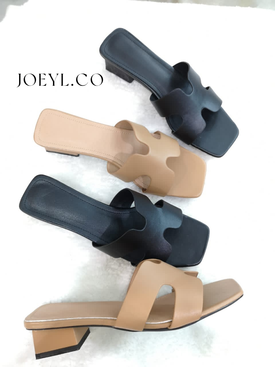 JOEYL.CO-Minimalist Chunky Heeled Mules