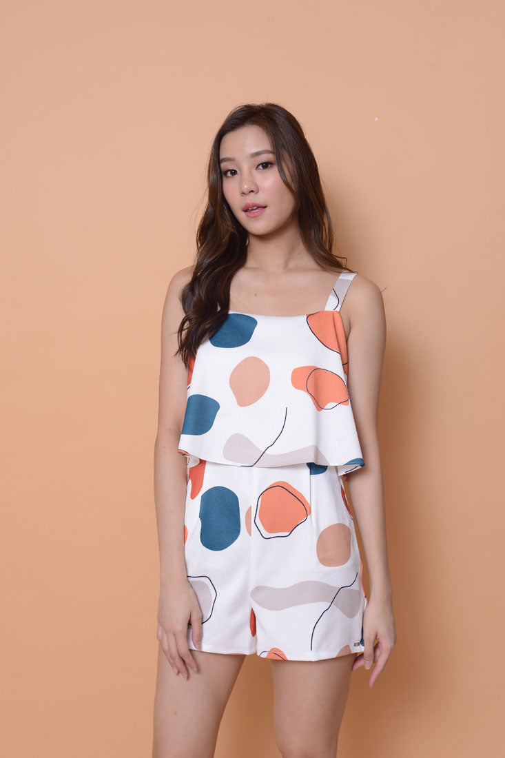Collection-Abstract prints jumpsuit in white