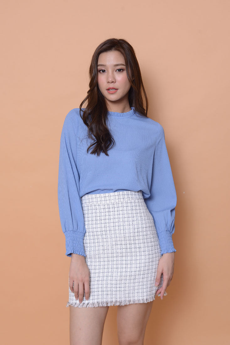 【LYDEN】sweet high neck top in blue