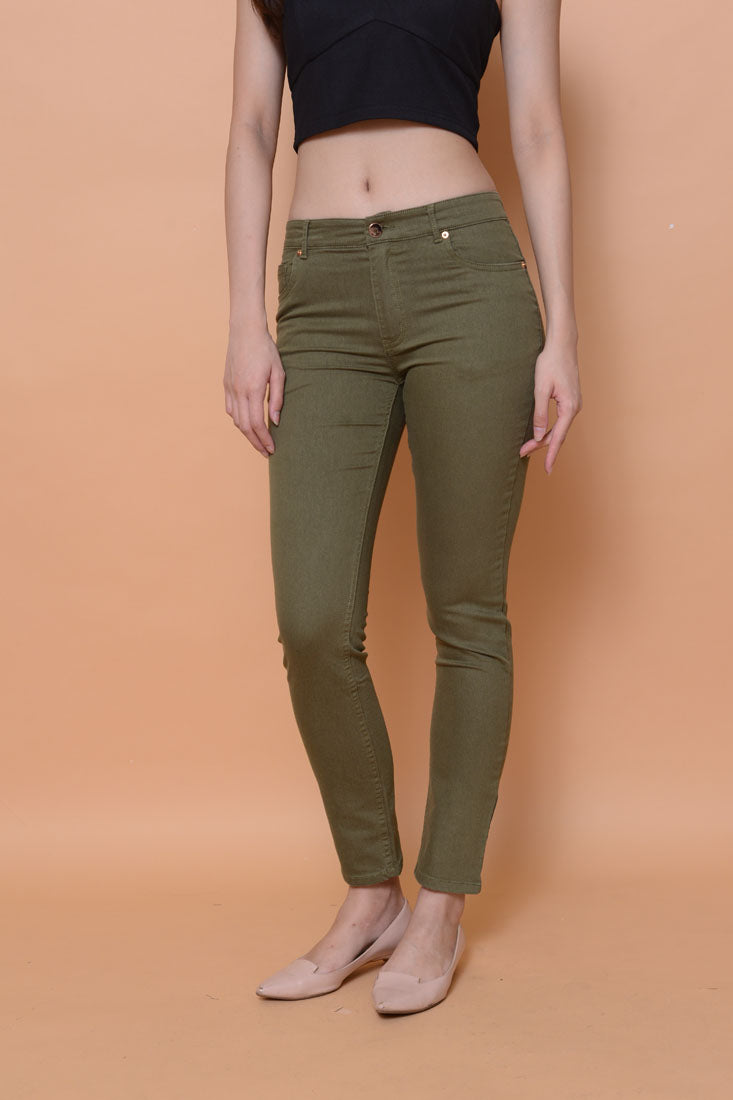 Collection-Stretchable cotton jeans in Green