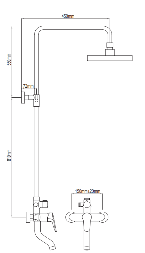 NTL 1010 Rain Shower Mixer Set