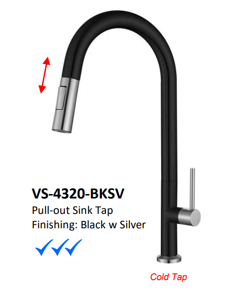 NOBEL VS-4320-BK Pull-out Sink Tap