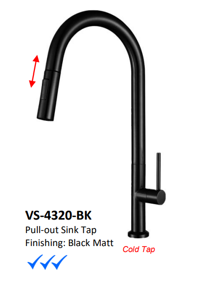 NOBEL VS-4320-BK Pull-out Sink Tap