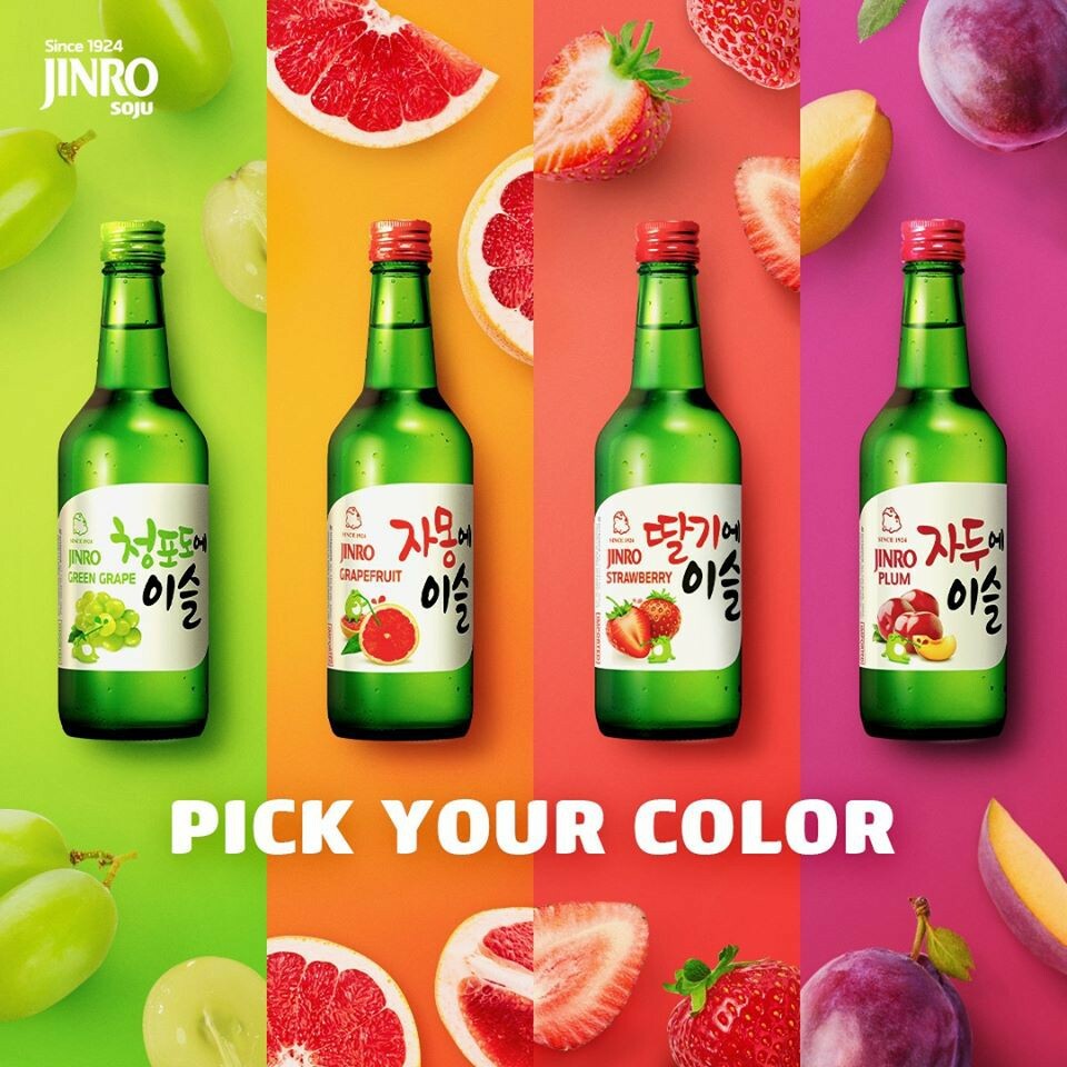 Jinro Soju Set 5 Mix Flavors (360ml)