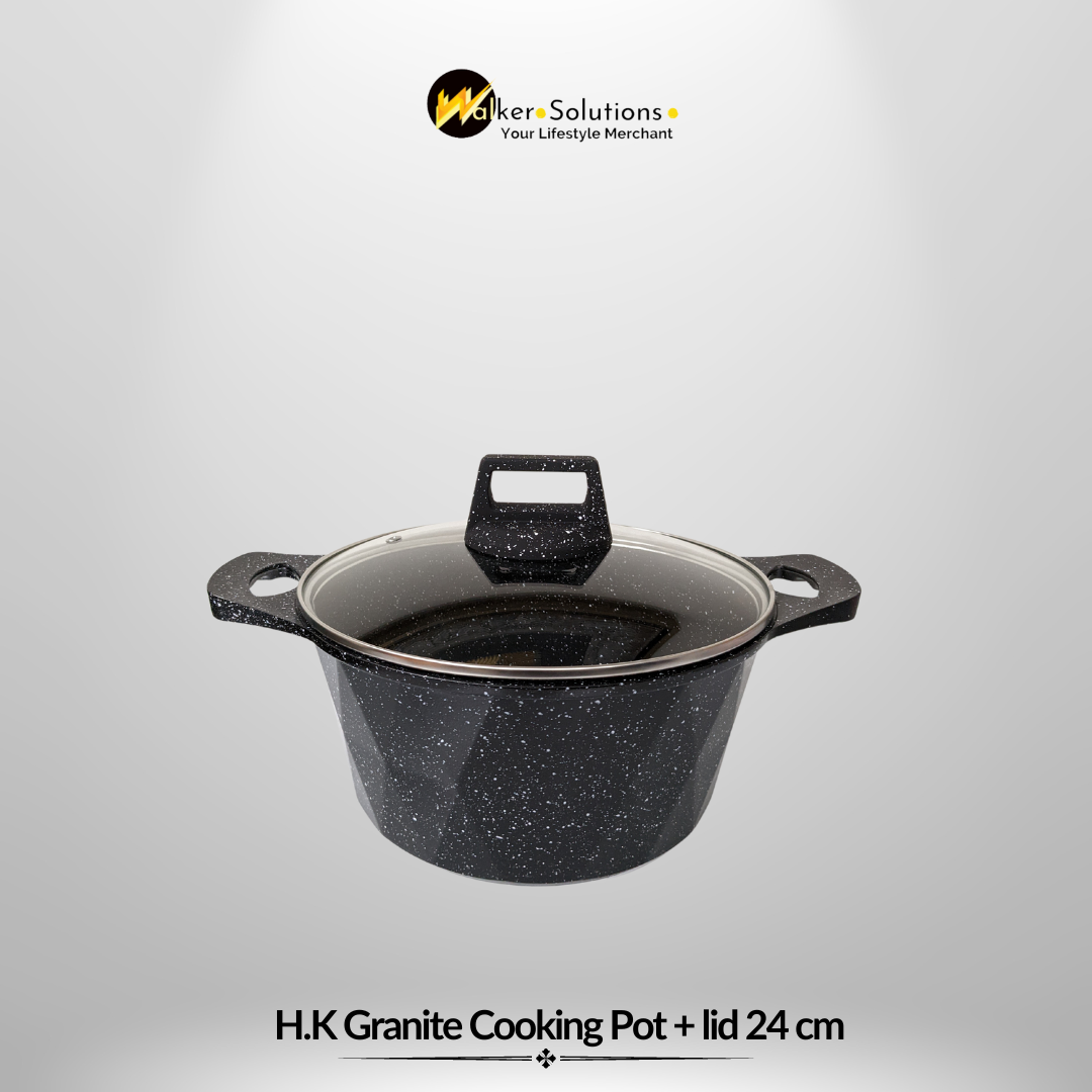 H.K Granite Cooking Pot and Deep Frying Pan with Lid 20 -32 cm (High Quality) - Available Separately