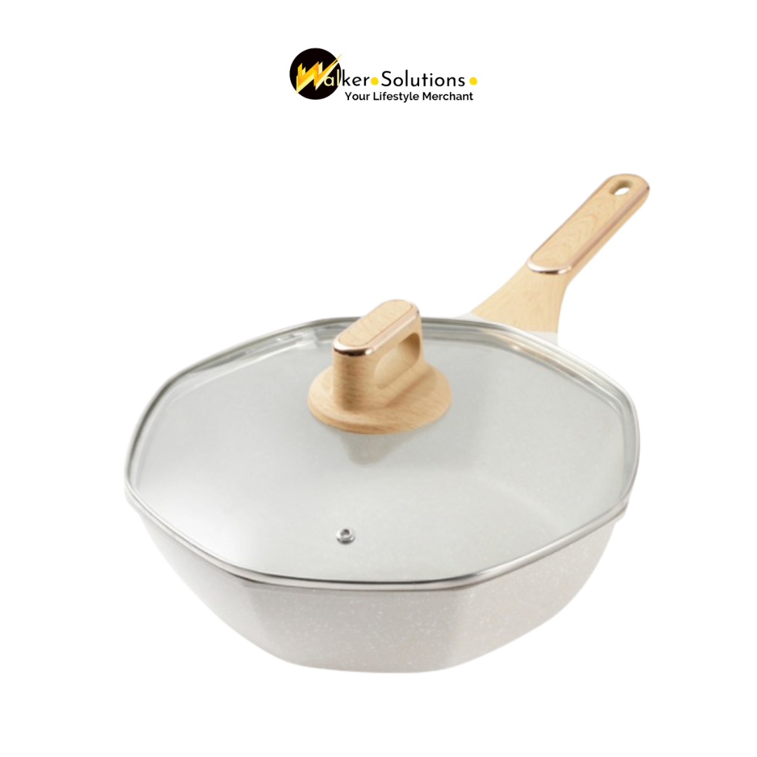 Walker Large Capacity Non Stick Wok- Healthy Frying Wok Granite Cookware Suitable For All Stove gas and Induction 30 cm