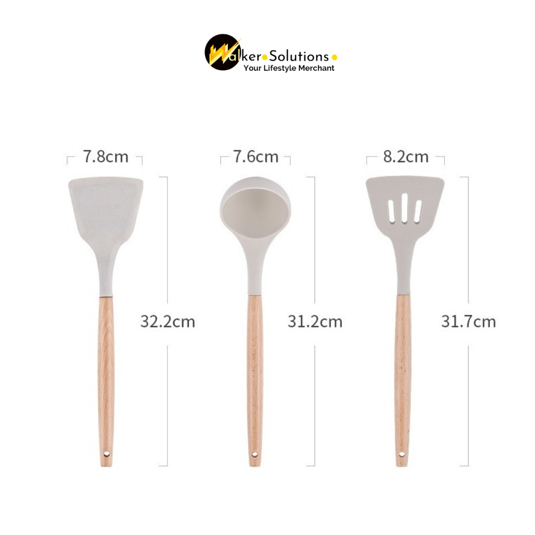 Walker 3Pcs Silicone Kitchen Utensils Set, Non-Stick Cooking Utensils Spatulas and Laddle
