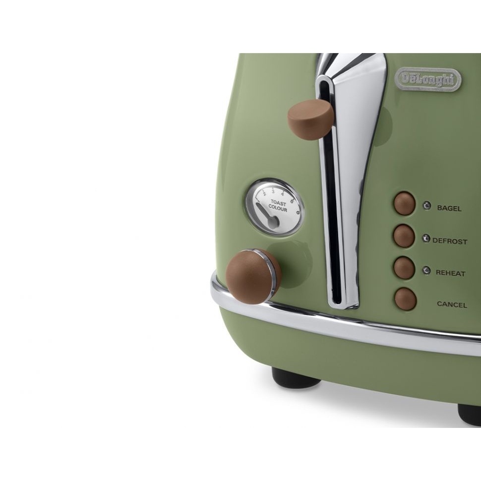 Delonghi Icona Vintage Olive Green 2-Slice Toaster (Lid) - Toasters - HOME & KITCHEN