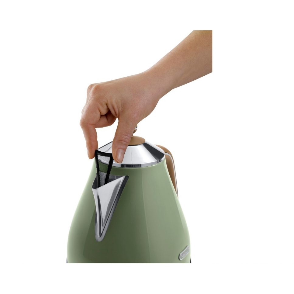 Delonghi Icona Vintage Olive Green Kettle 1.7L - Kettles - KBOV2001.GR