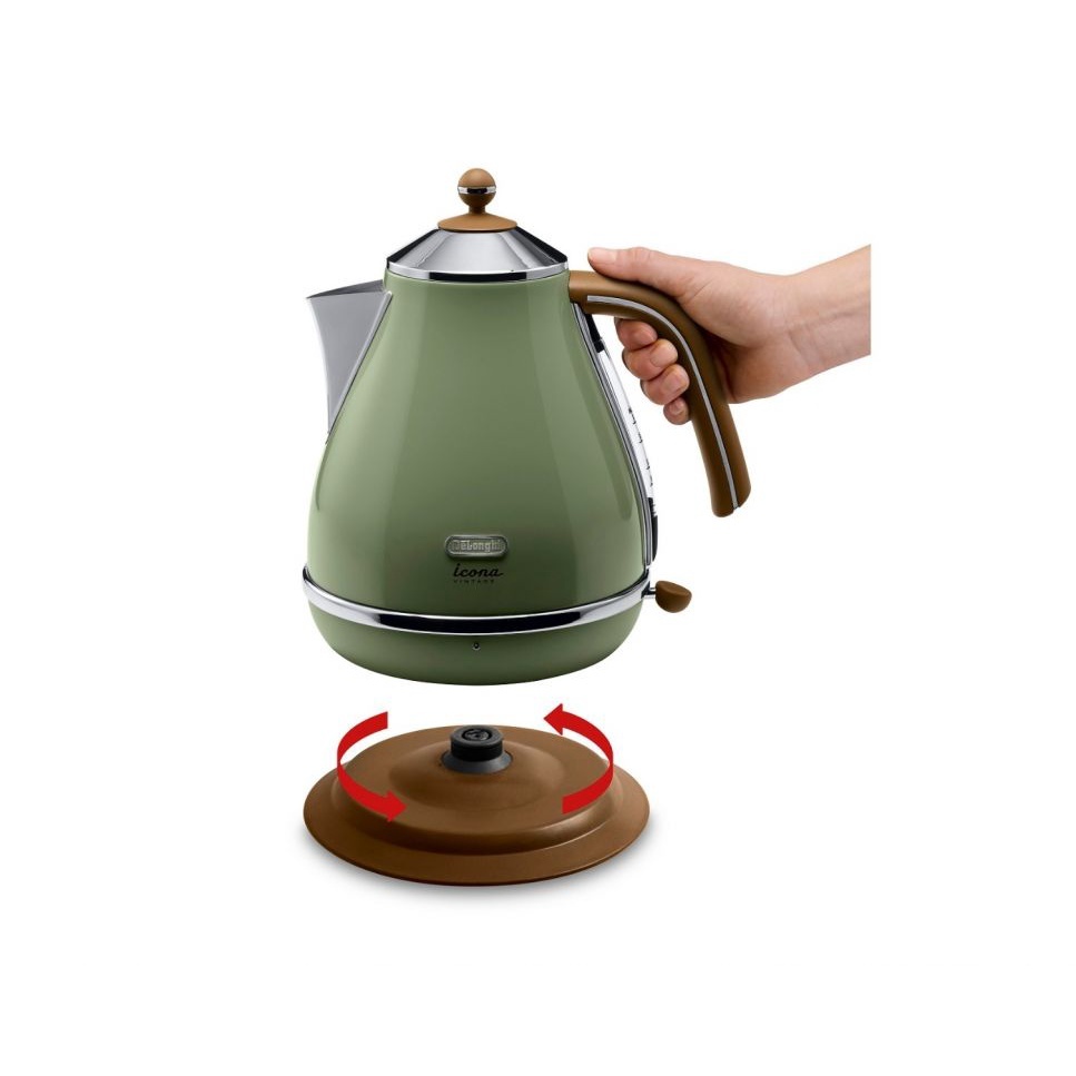 Delonghi Icona Vintage Olive Green Kettle 1.7L - Kettles - KBOV2001.GR