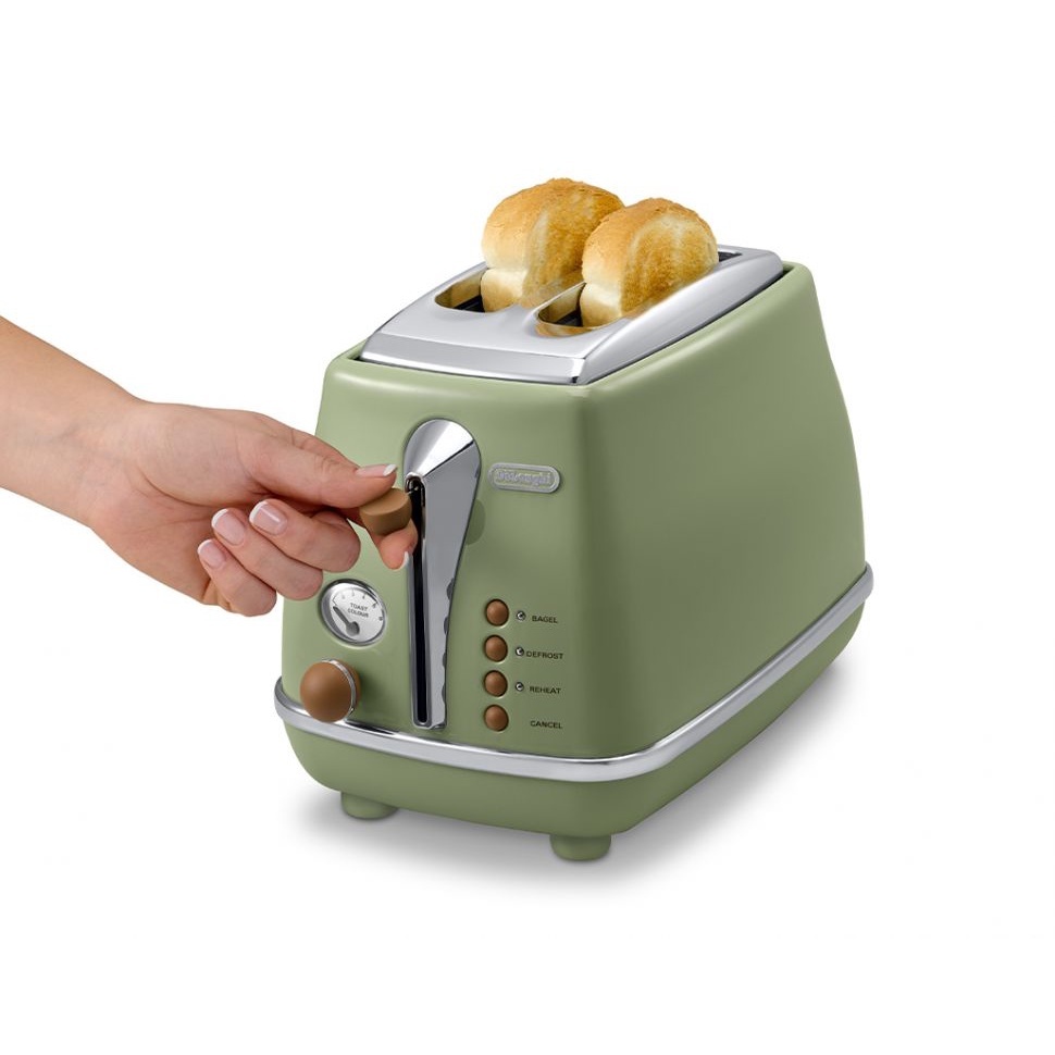 Delonghi Icona Vintage Olive Green 2Slice Toaster (Lid) Toasters