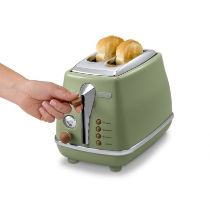 Delonghi Icona Vintage Olive Green 2-Slice Toaster (Lid) - Toasters - HOME & KITCHEN