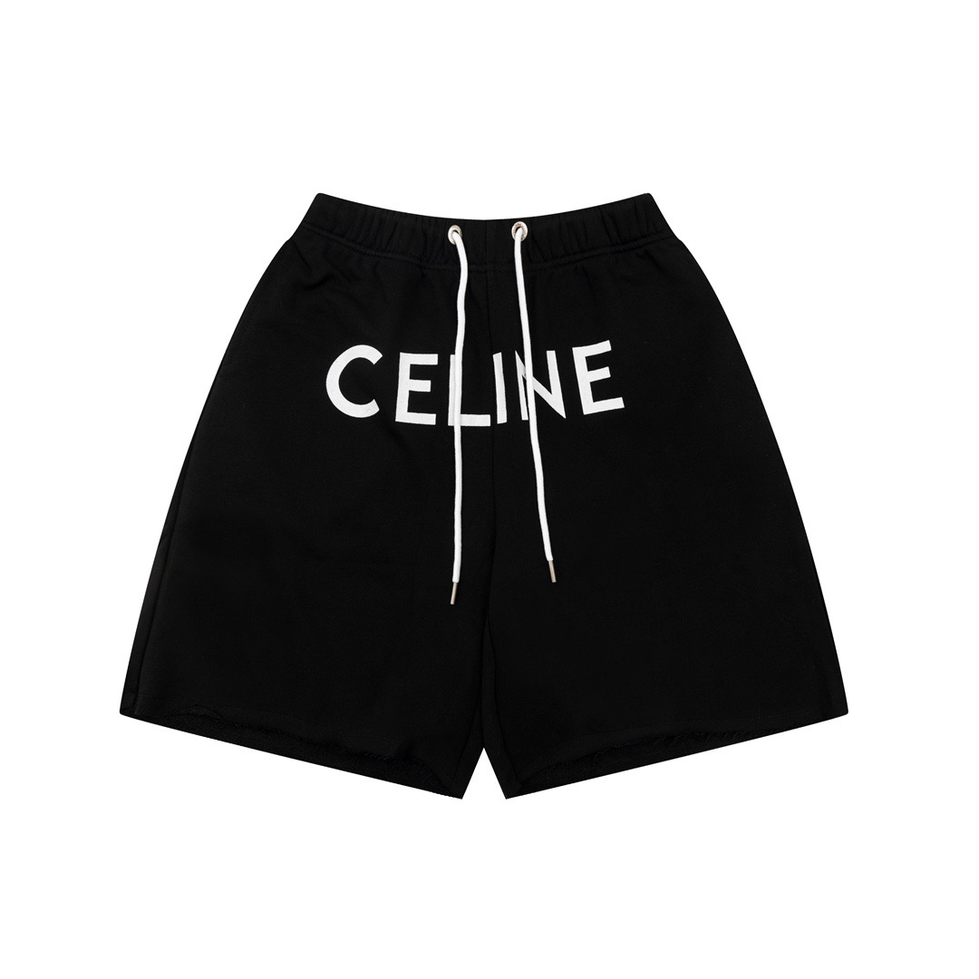 CELINE エンブロイダリー ショートパンツ コットンフリース ロゴ