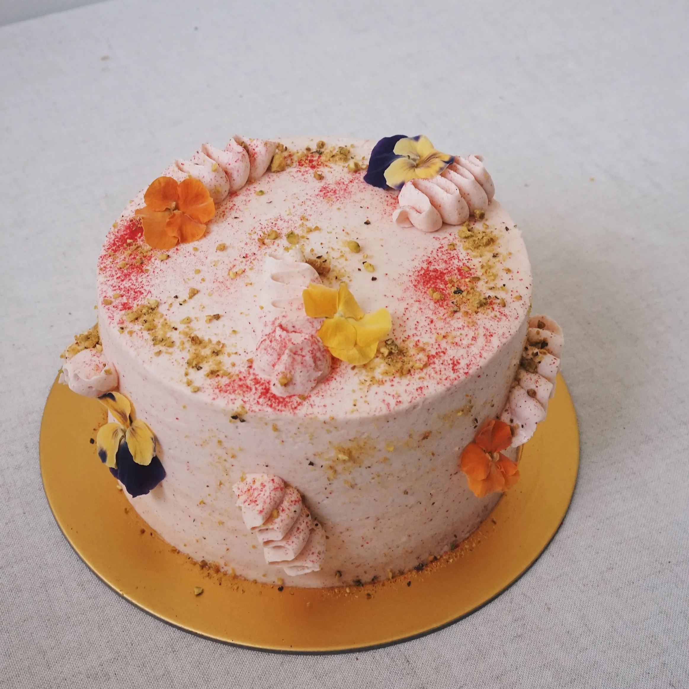 Pistachio Raspberry Rose Cake