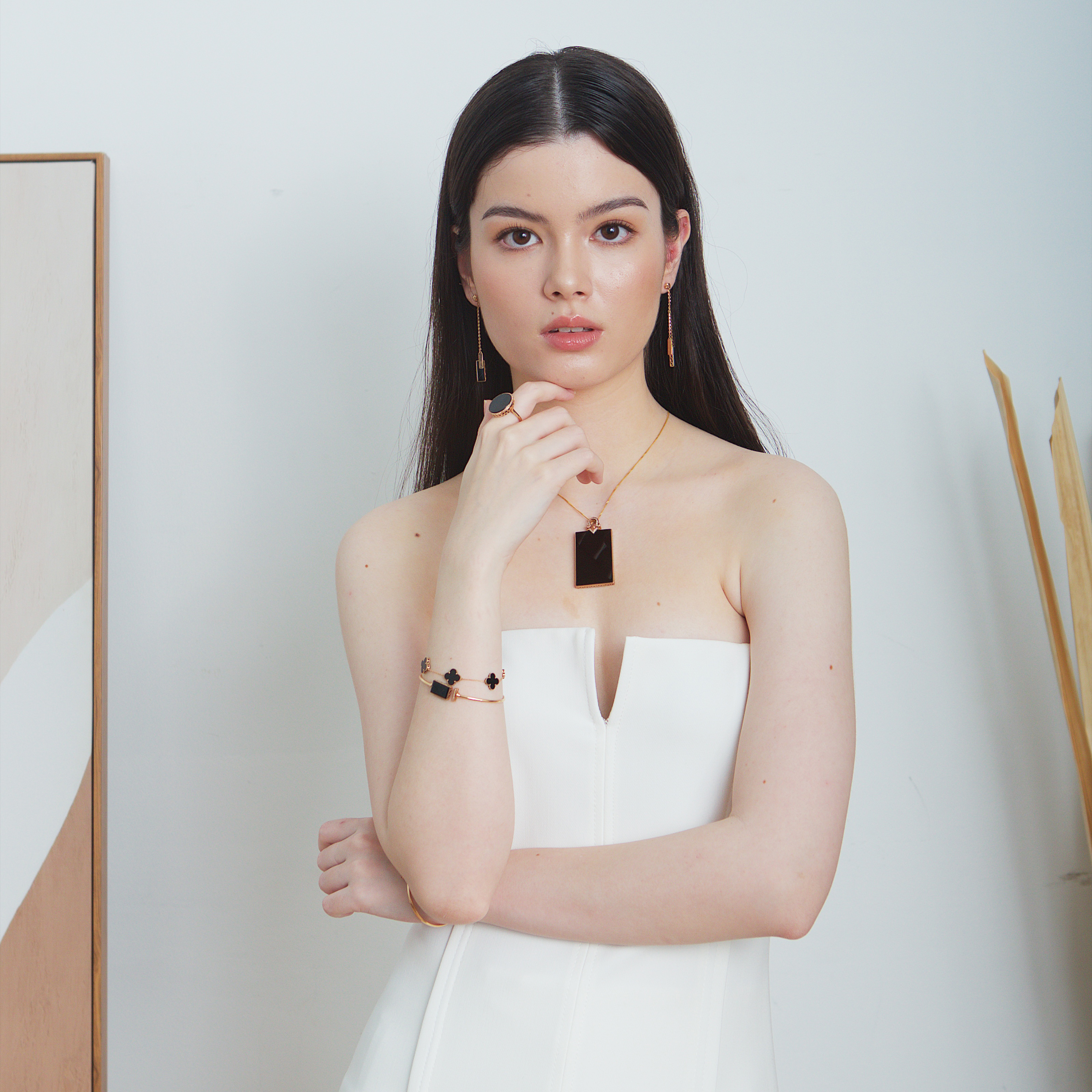 18K Rose Gold Trapezium Omphacite Pendant  (PJA00288)