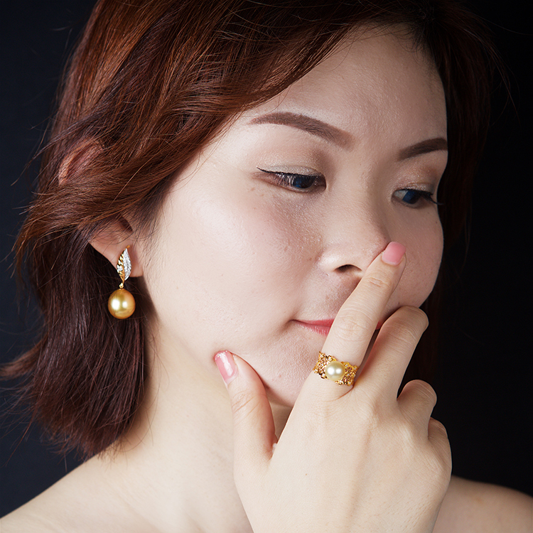 15mm Golden Drop South Sea Pearl Earrings (PPE00011)