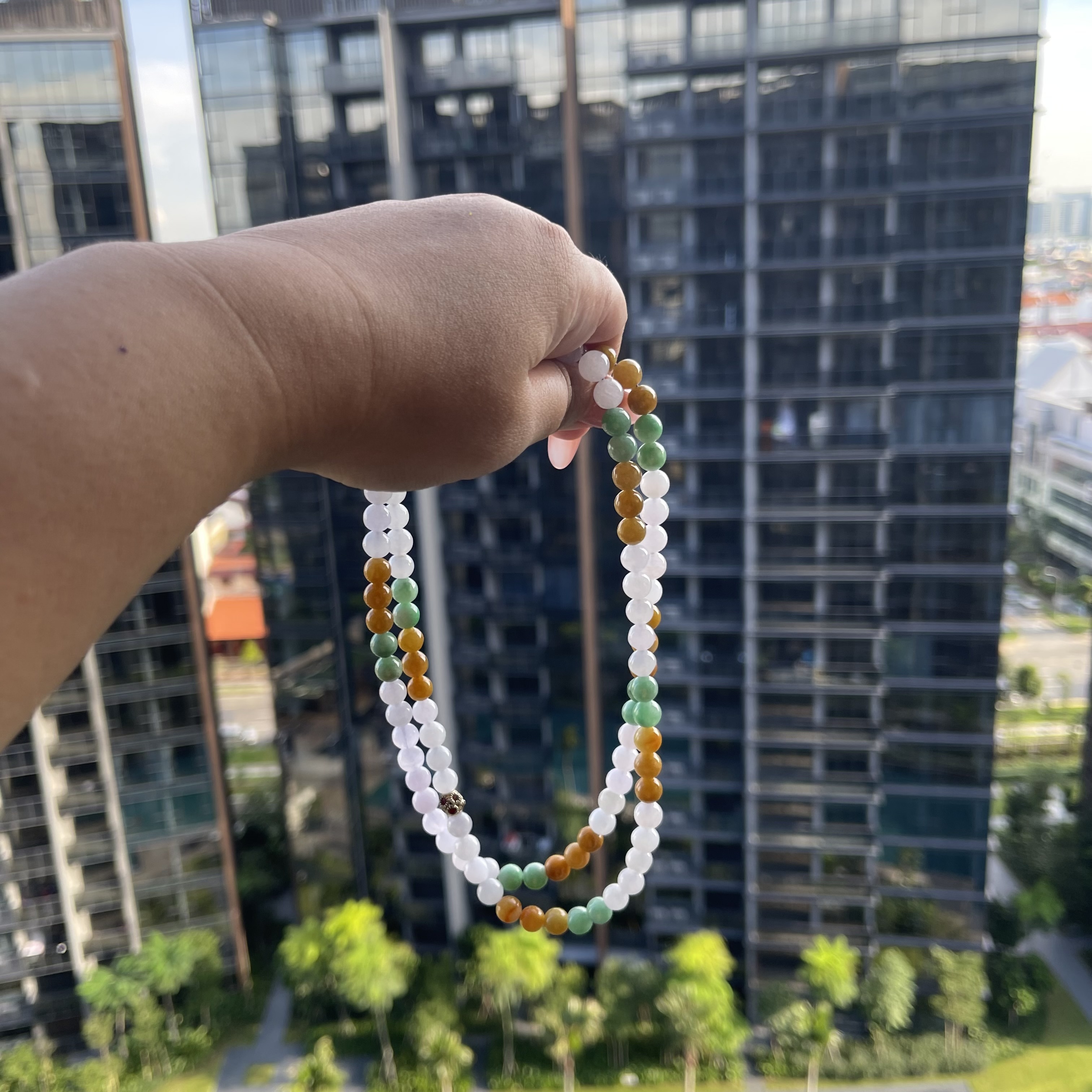 Multi Color Jadeite Beads Bracelet or Necklace (PJA00015)
