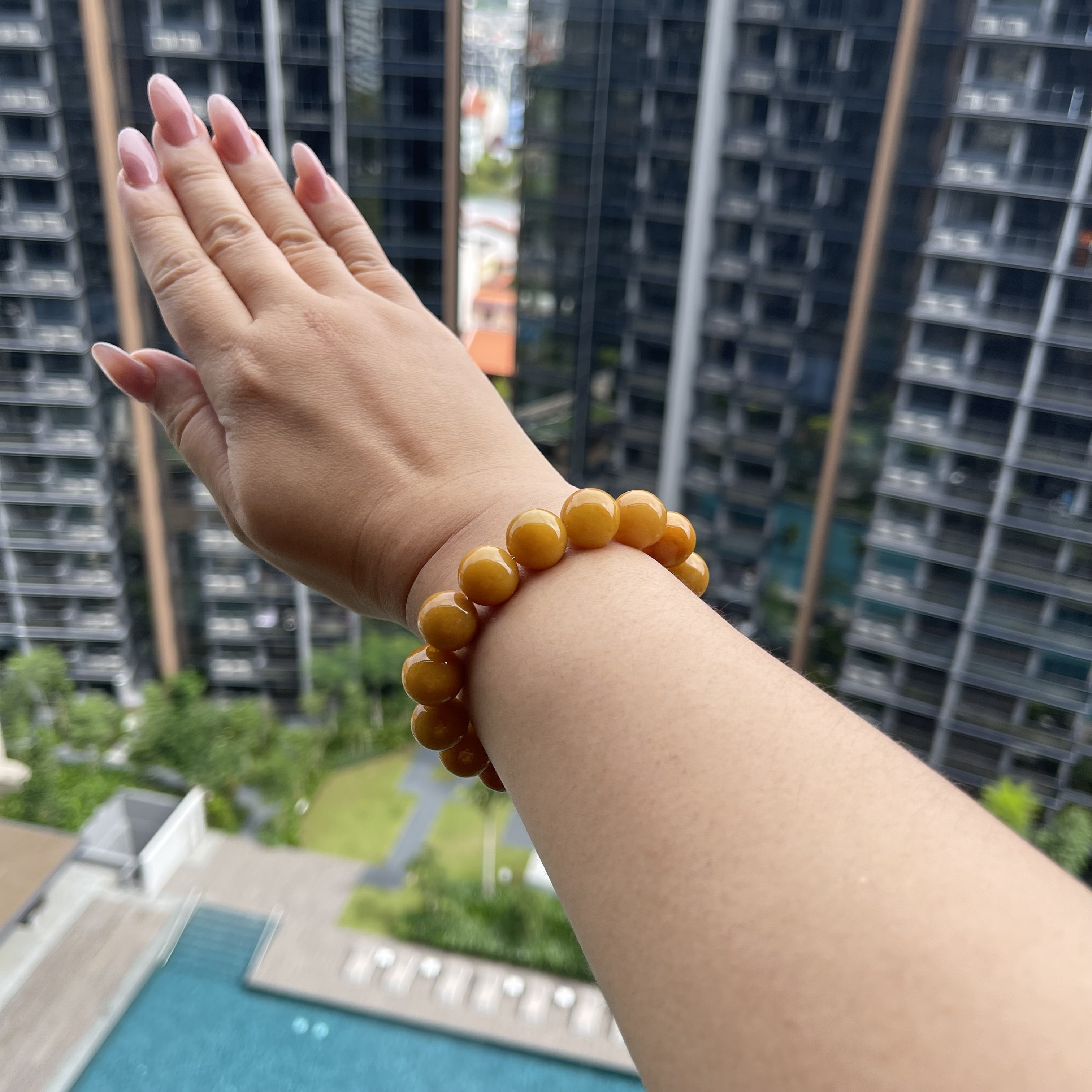 Yellow Jadeite Beads Bracelet (PJA00101)