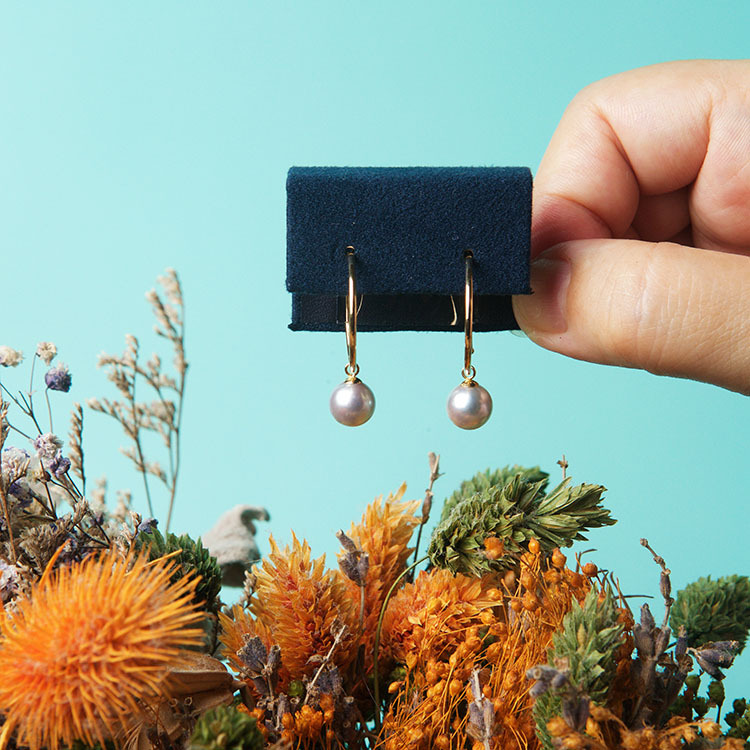 Stunning Silver Blue Round Akoya Earrings (PPE00004)